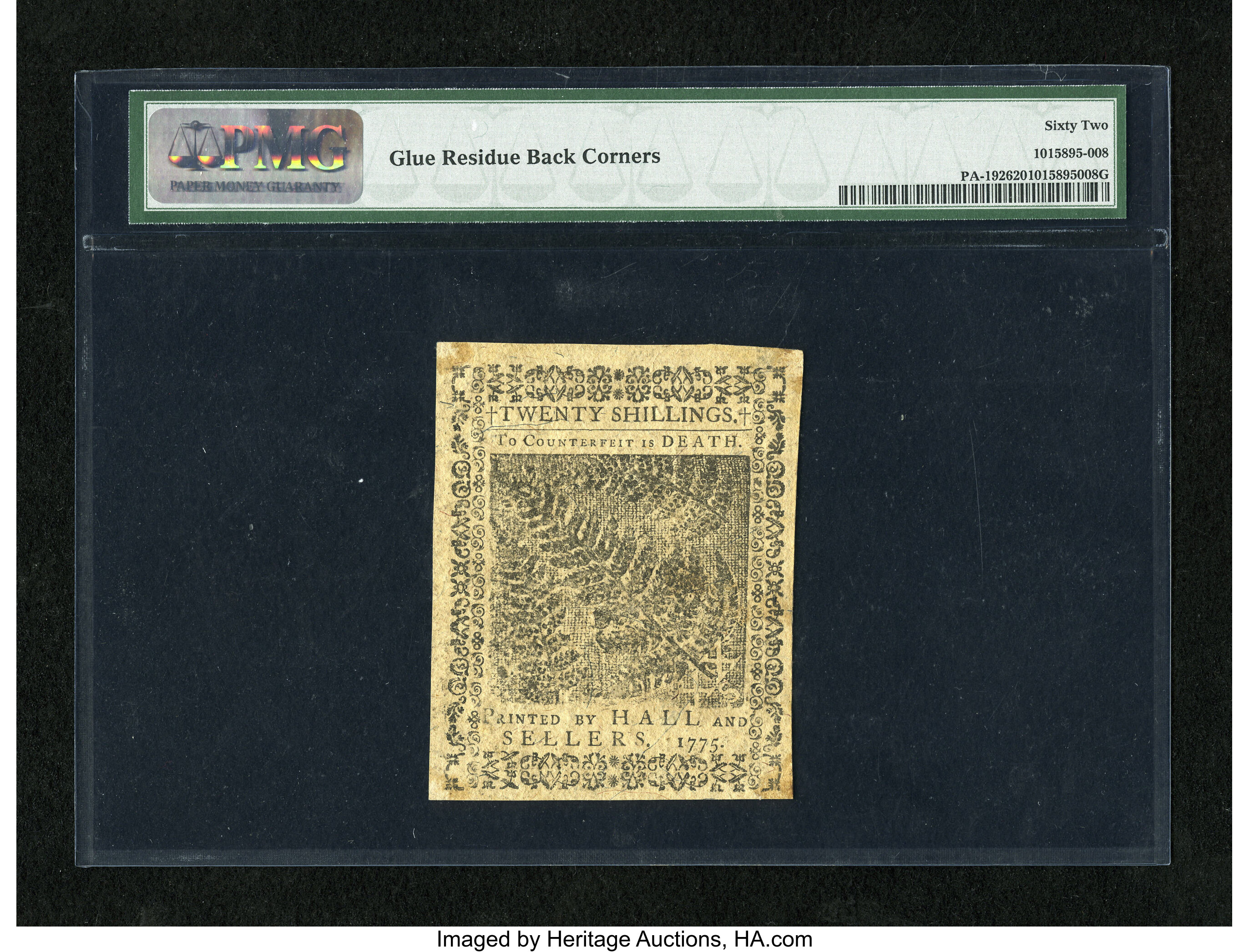 image for: Pennsylvania October 25, 1775 20s PMG Uncirculated 62....