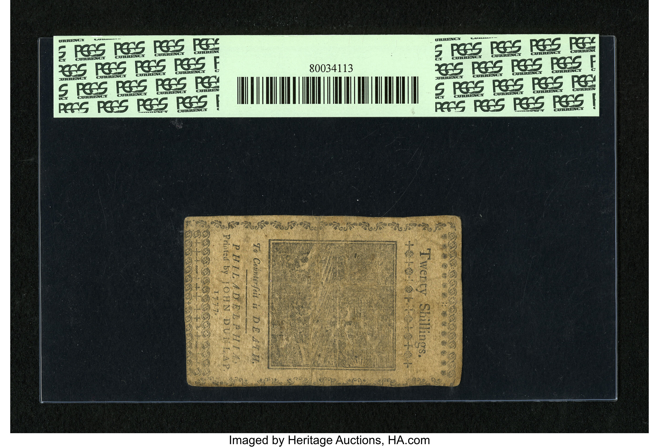 image for: Pennsylvania April 10, 1777 20s PCGS Very Fine 25....