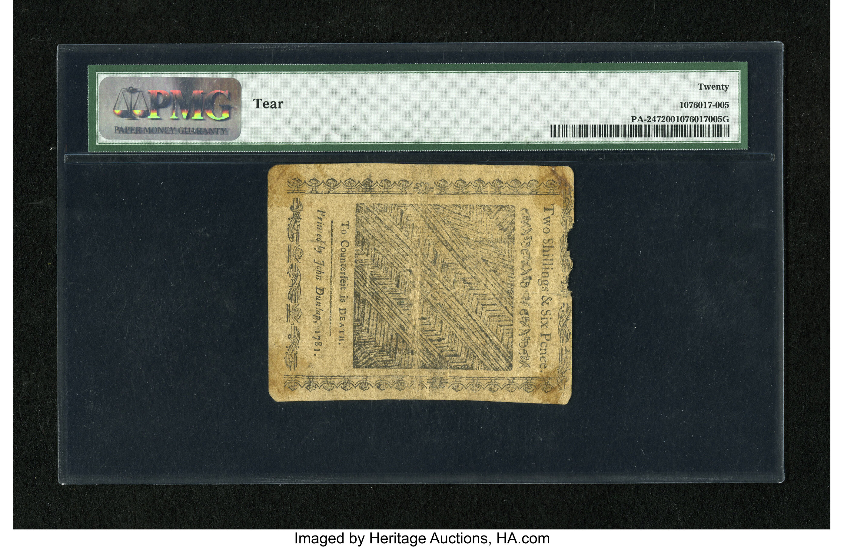 image for: Pennsylvania April 20, 1781 2s/6d PMG Very Fine 20....