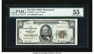image for: Fr. 1880-I $50 1929 Federal Reserve Bank Note. PMG About Uncirculated 55....
