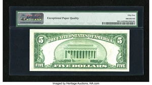 image for: Fr. 1951-A $5 1928A Federal Reserve Note. PMG About Uncirculated 55 EPQ....