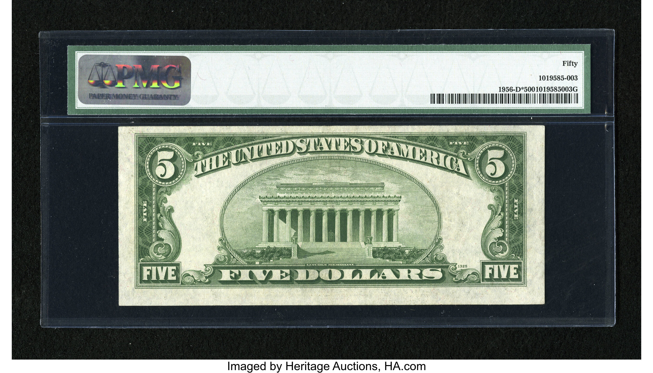 image for: Fr. 1956-D* $5 1934 Mule Federal Reserve Note. PMG About Uncirculated 50....