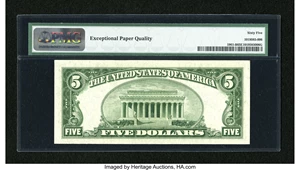 image for: Fr. 1961-B $5 1950 Wide I Federal Reserve Note. PMG Gem Uncirculated 65 EPQ....
