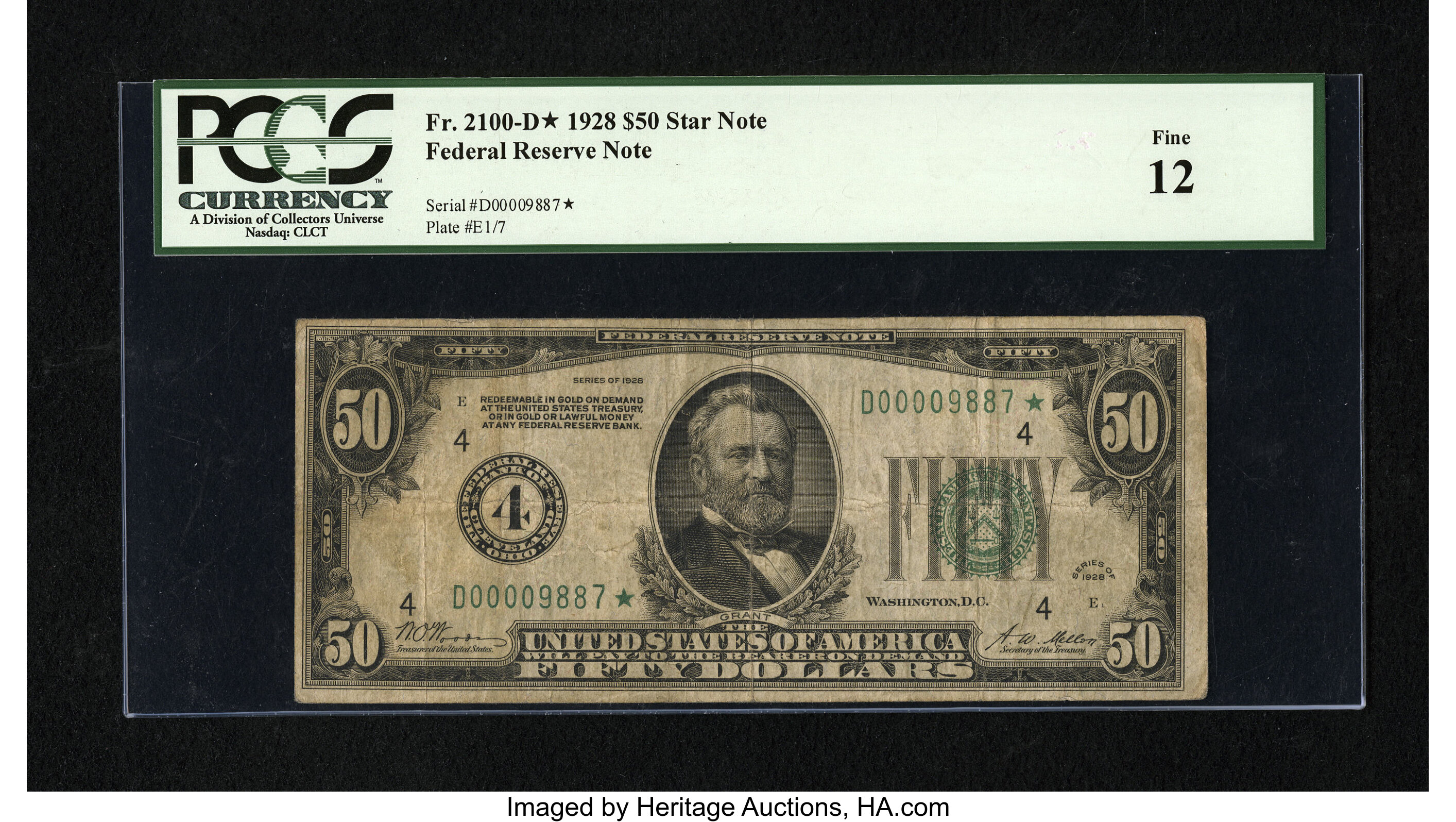 image for: Fr. 2100-D* $50 1928 Federal Reserve Star Note. PCGS Fine 12....