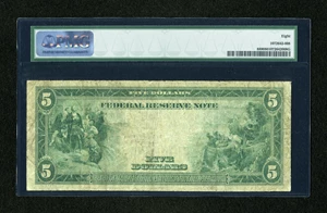 image for: Fr. 889 $5 1914 Federal Reserve Note PMG Very Good 8....