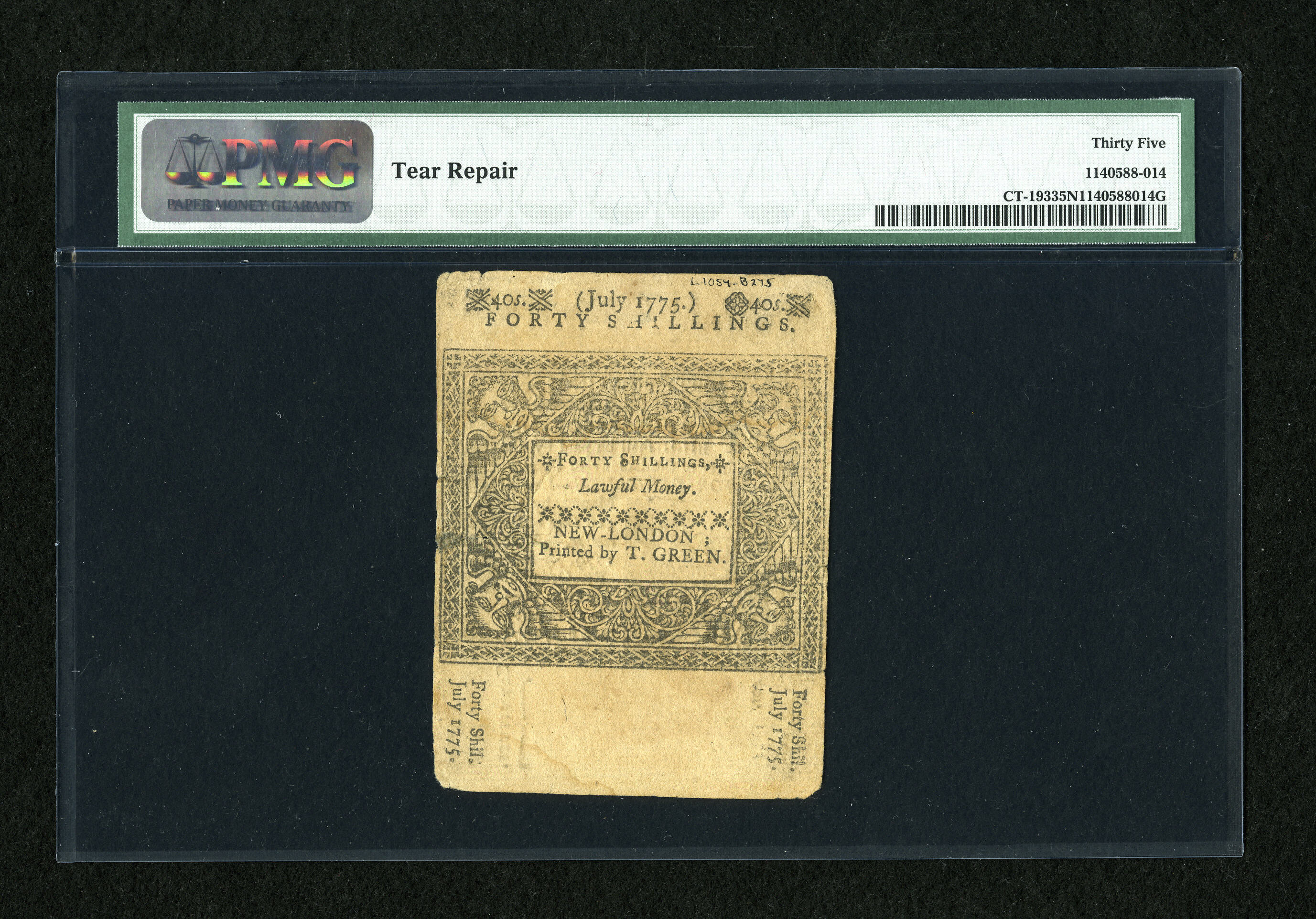 image for: Connecticut July 1, 1775 40s PMG Choice Very Fine 35 Net....