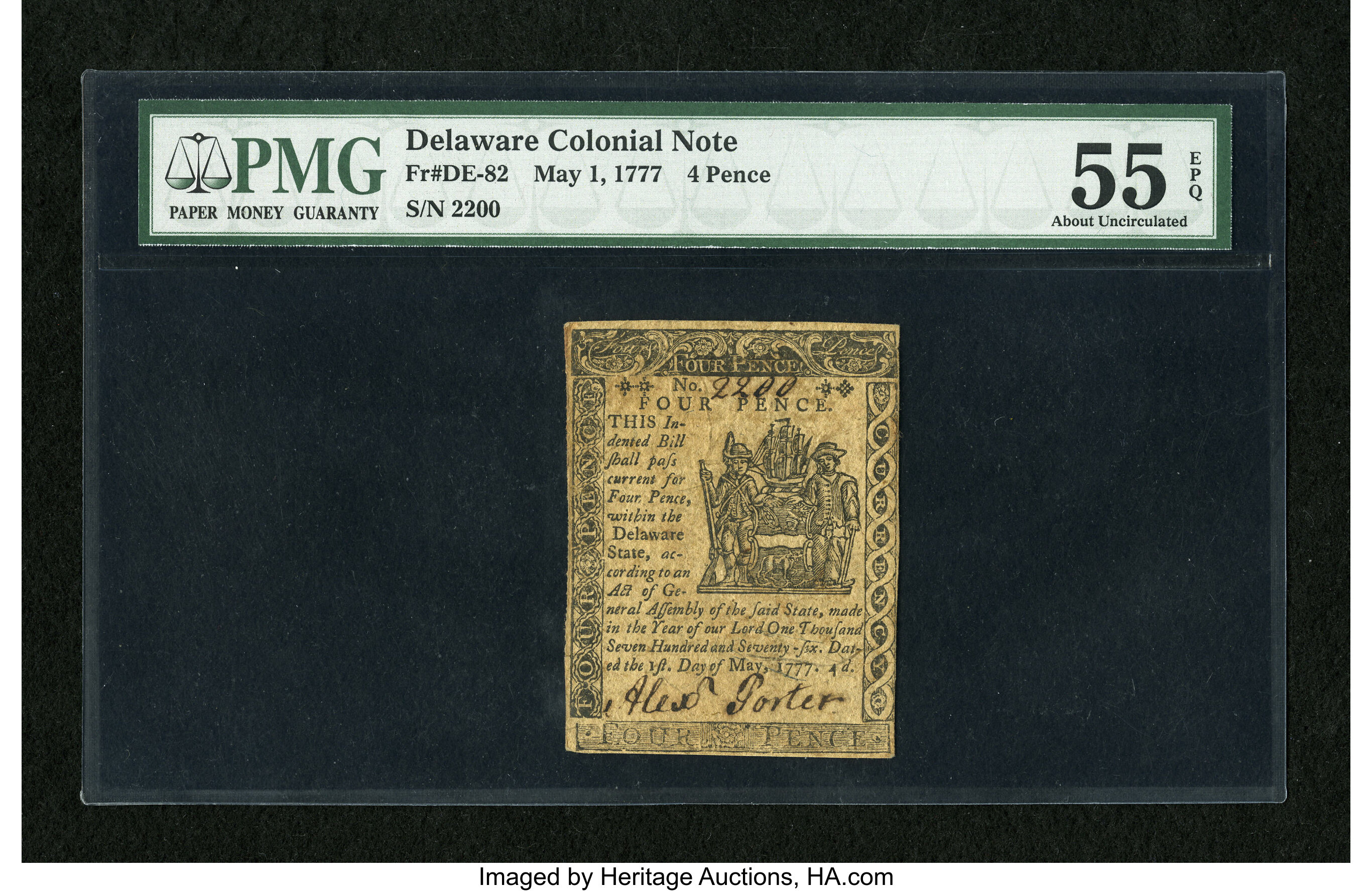 image for: Delaware May 1, 1777 4d PMG About Uncirculated 55 EPQ....
