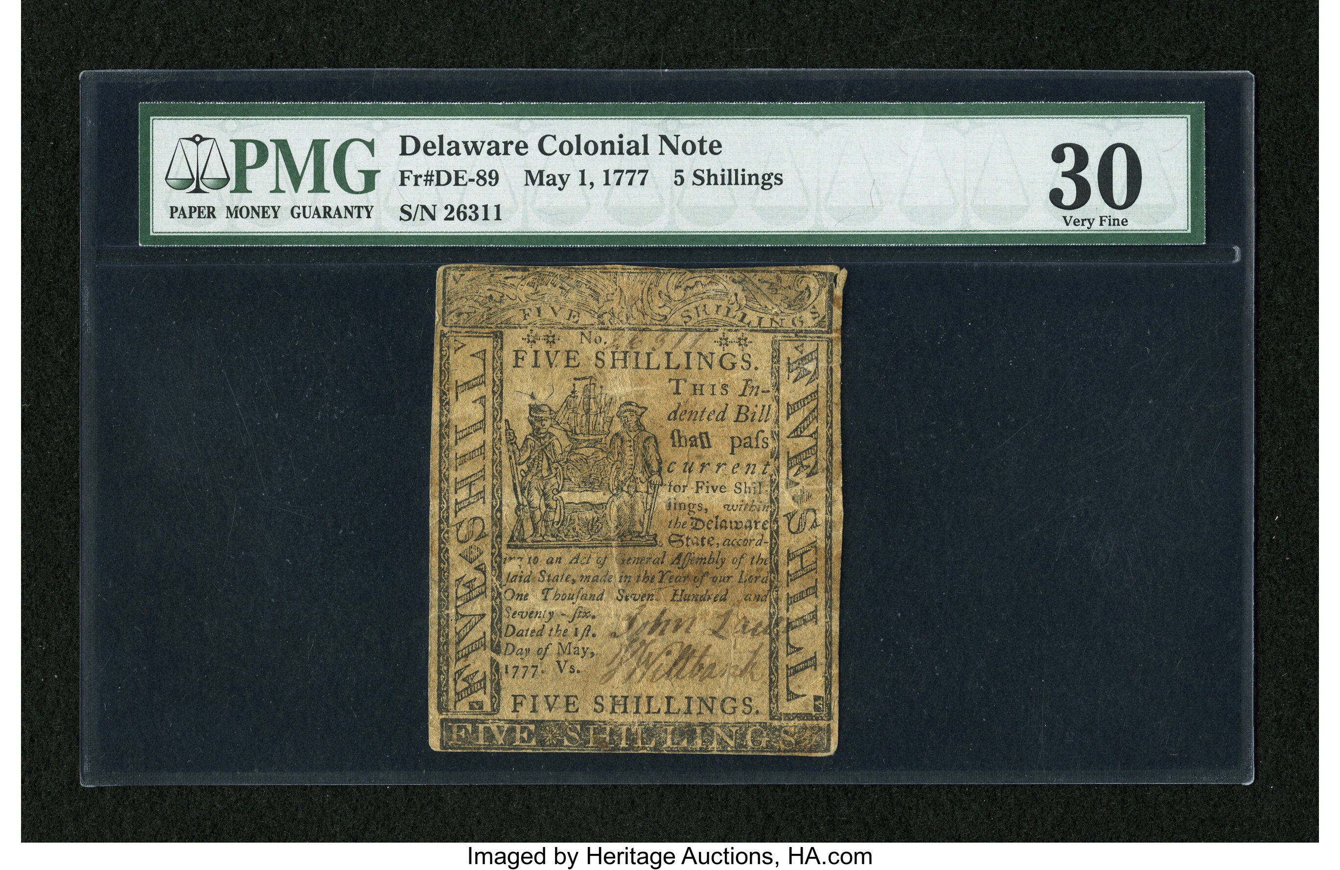 image for: Delaware May 1, 1777 5s PMG Very Fine 30....