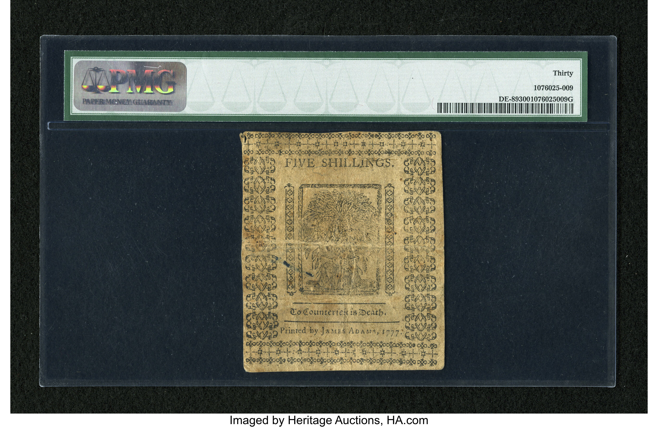 image for: Delaware May 1, 1777 5s PMG Very Fine 30....