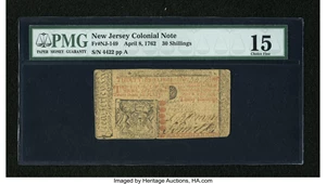 image for: New Jersey April 8, 1762 30s PMG Choice Fine 15....