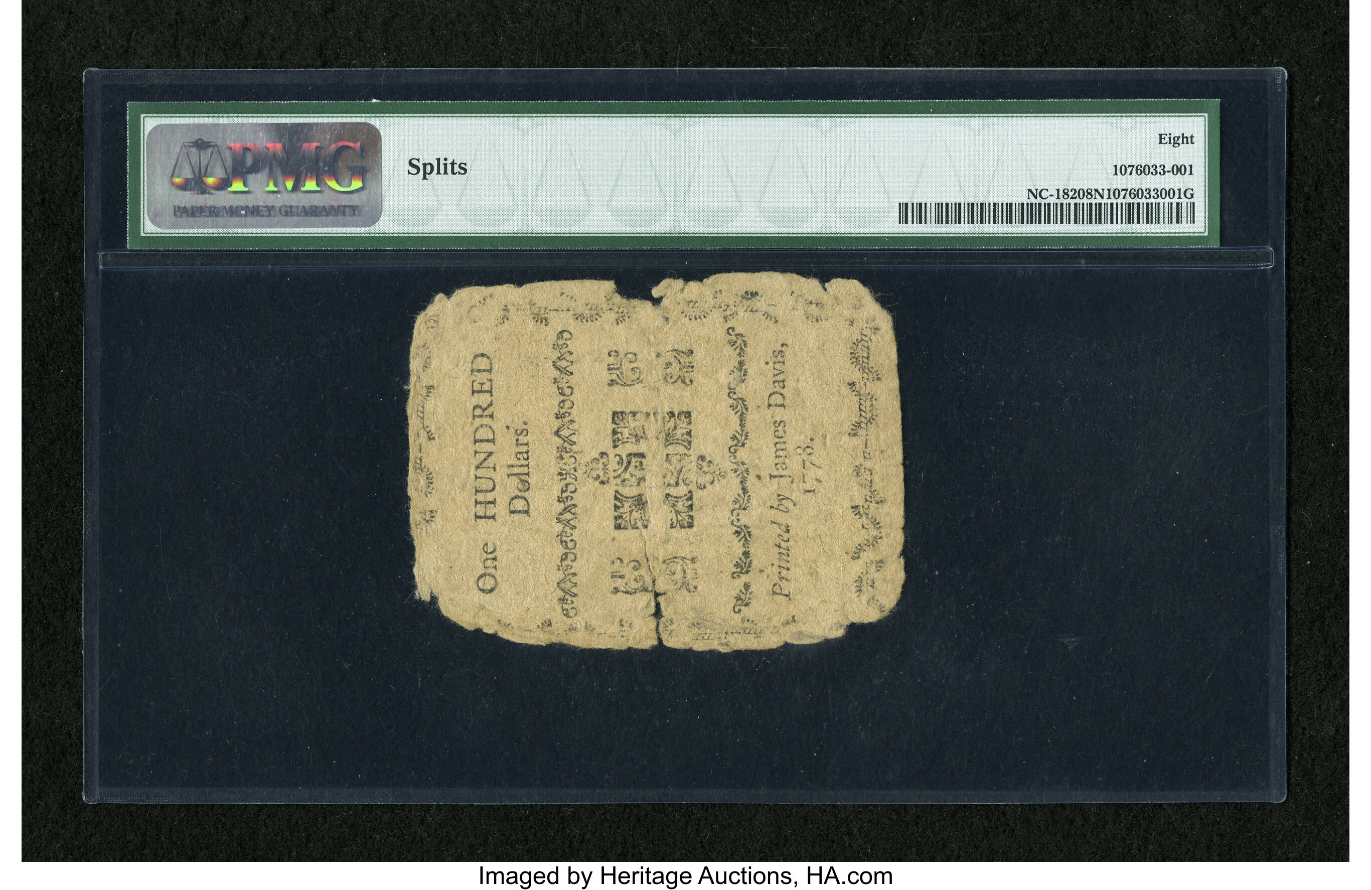 image for: North Carolina August 8, 1778 $100 PMG Very Good 8 Net....