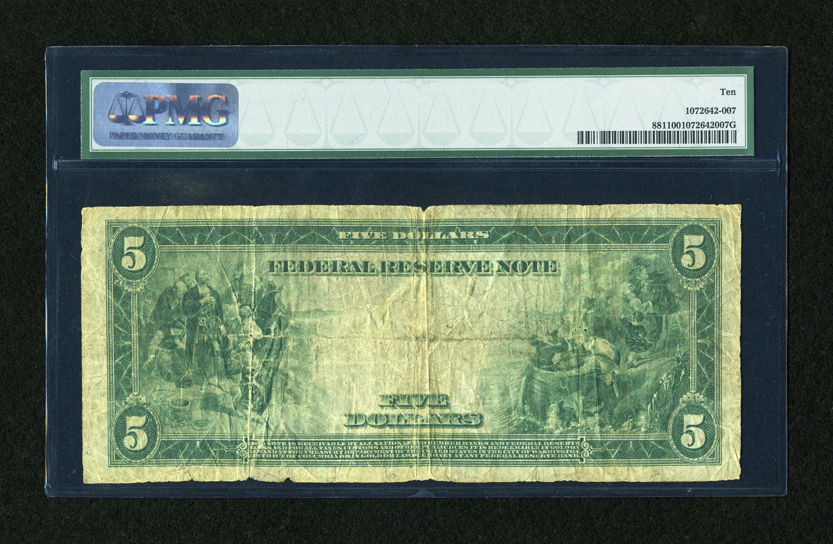 image for: Fr. 881 $5 1914 Federal Reserve Note PMG Very Good 10....
