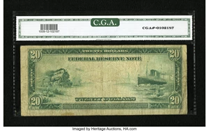 image for: Fr. 1009 $20 1914 Federal Reserve Note CGA Fine 12....