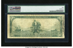 image for: Fr. 1060 $50 1914 Federal Reserve Note PMG Very Good 8....