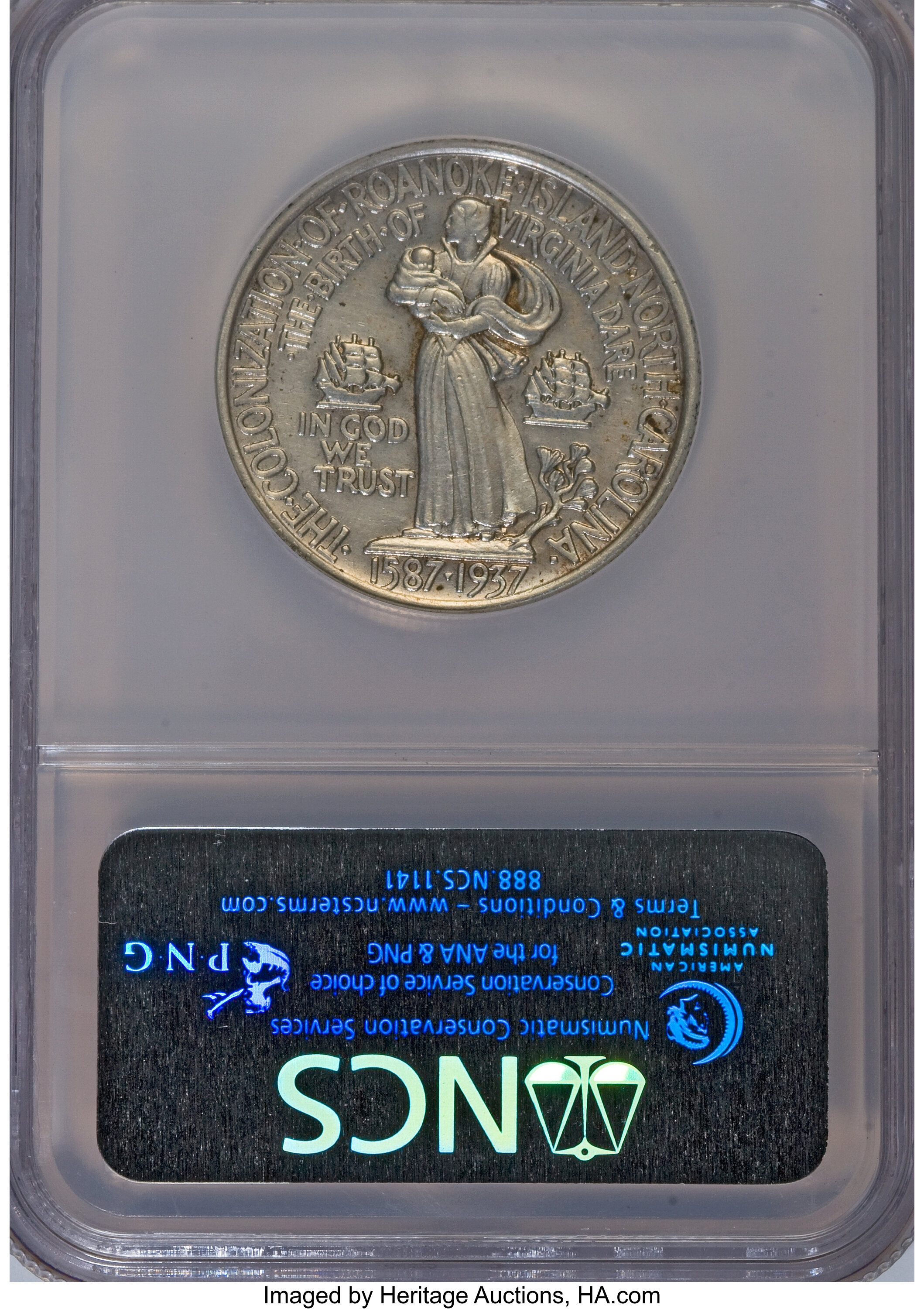 1937 50c Roanoke Island AU50 CAC thumbnail 4