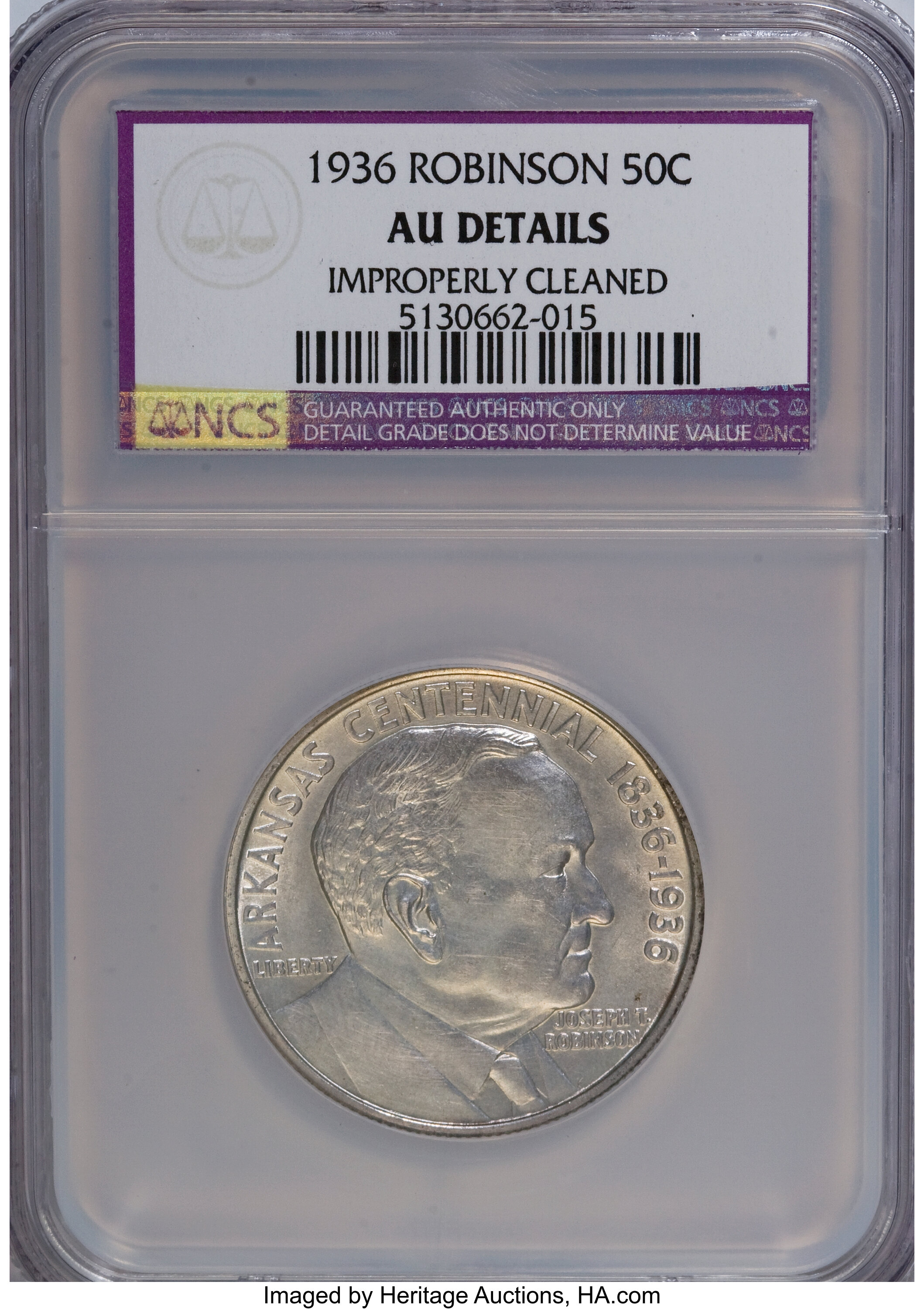 1936 50C Robinson--Improperly Cleaned--AU50 NCS. AU Details. NGC Census: (0/2335). PCGS Population (0/4115). Mintage: 25,26...