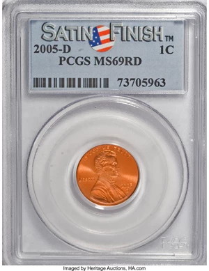image for: 2005-D 1C Satin SMS MS69 Red PCGS. PCGS Population (336/2). NGC Census: (0/0). (#93193)...
