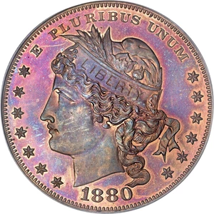 image for: 1880 $1 Goloid Metric Dollar, Judd-1652, Pollock-1852, R.6-7, PR66 Red and Brown PCGS. CAC....