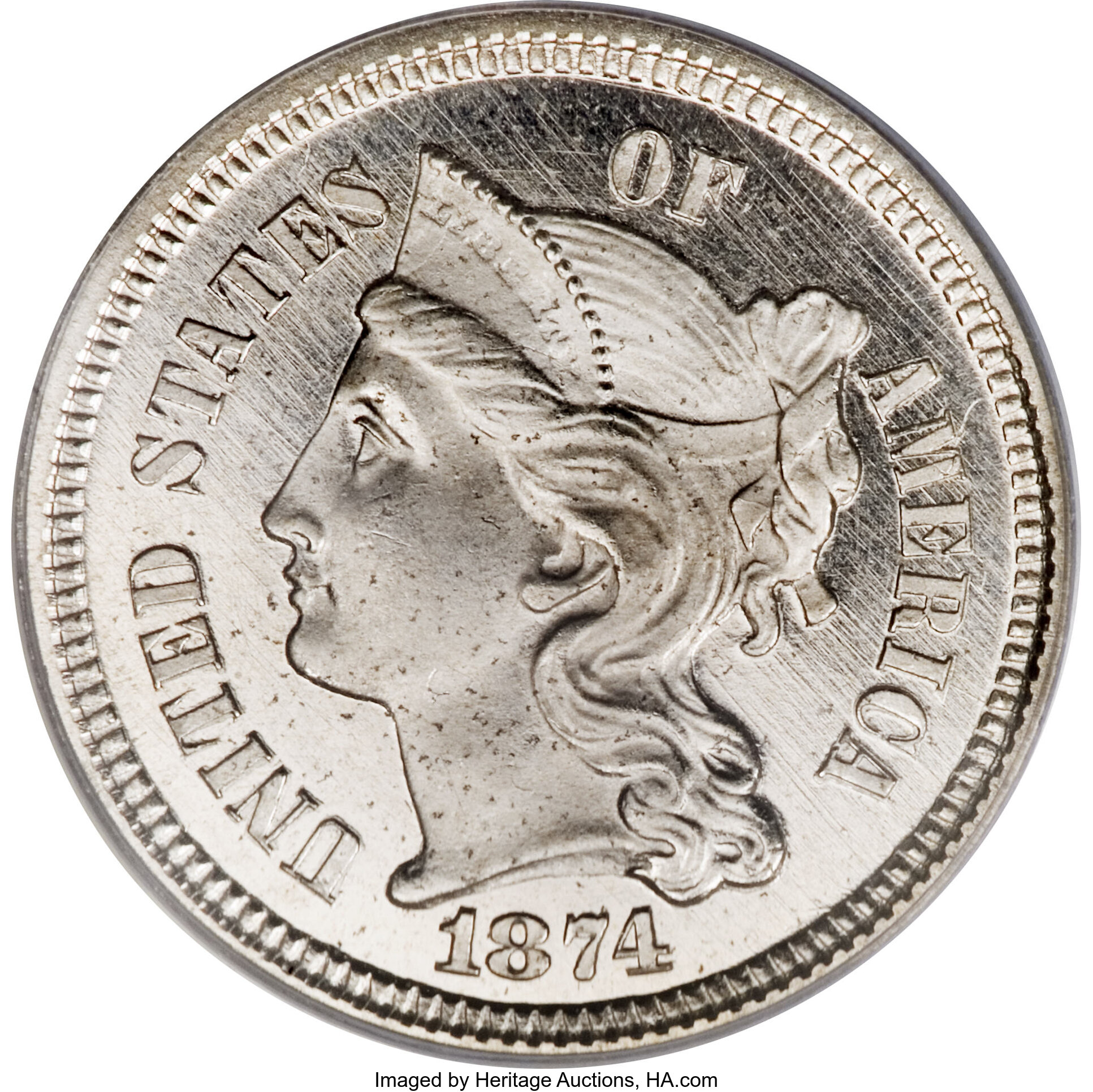 image for: 1874 3CN PR64 Deep Cameo PCGS....