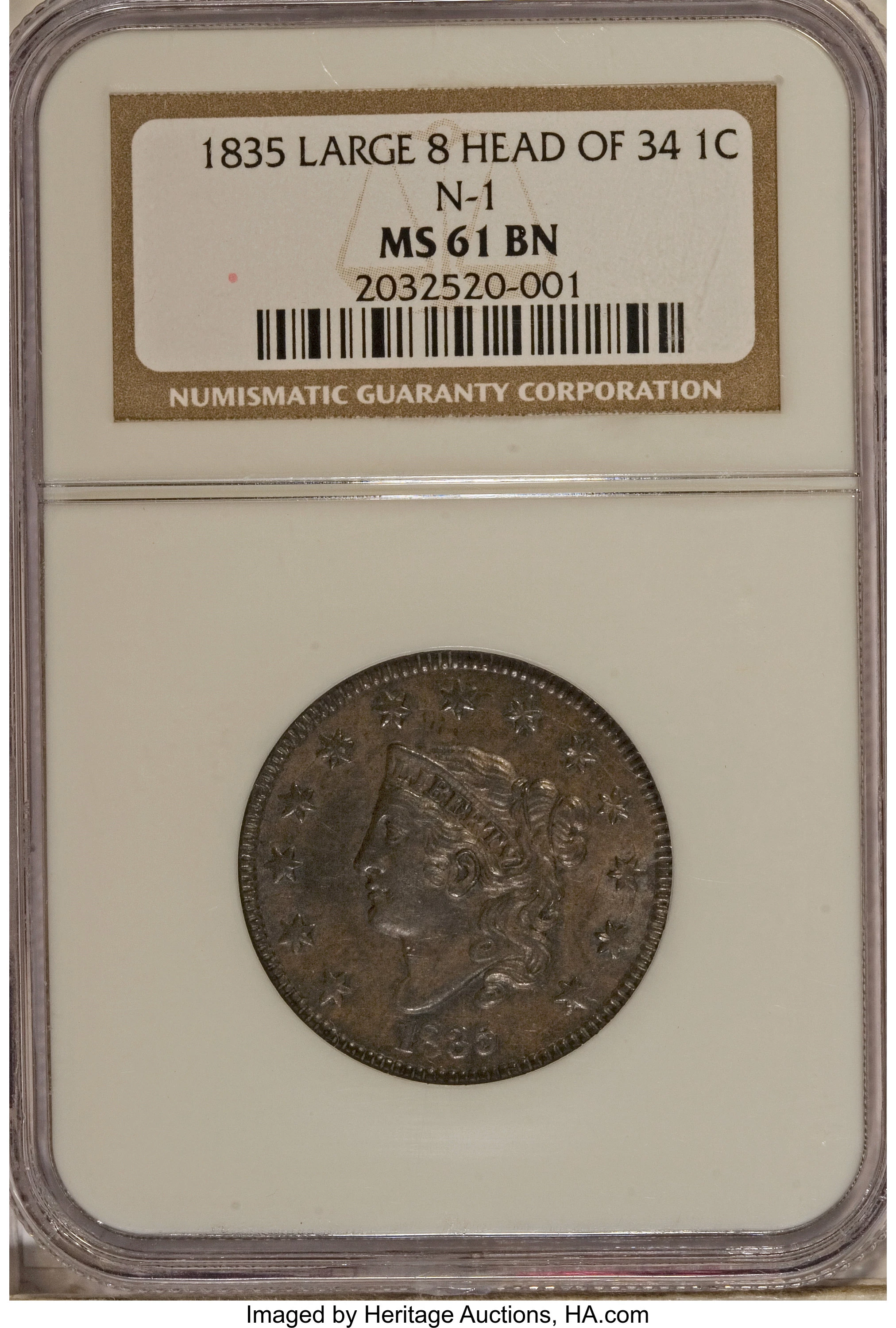 1835 Coronet Head Large Penny Values & Prices