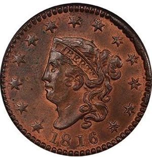 image for: 1C 1816 PCGS MS64+ RB CAC