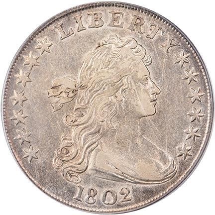 image for: $1 1802 WIDE DATE. PCGS  AU50