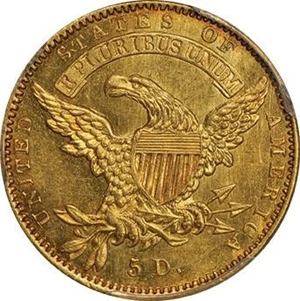 image for: $5 1834 BD-2. CAPPED, CROSS 4. PCGS MS63+ CAC