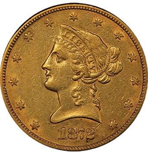 image for: $10 1872-CC PCCGS XF45 CAC