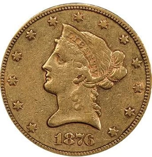 image for: $10 1876-CC PCGS XF45