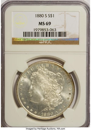 image for: 1880-S $1 MS69 NGC....