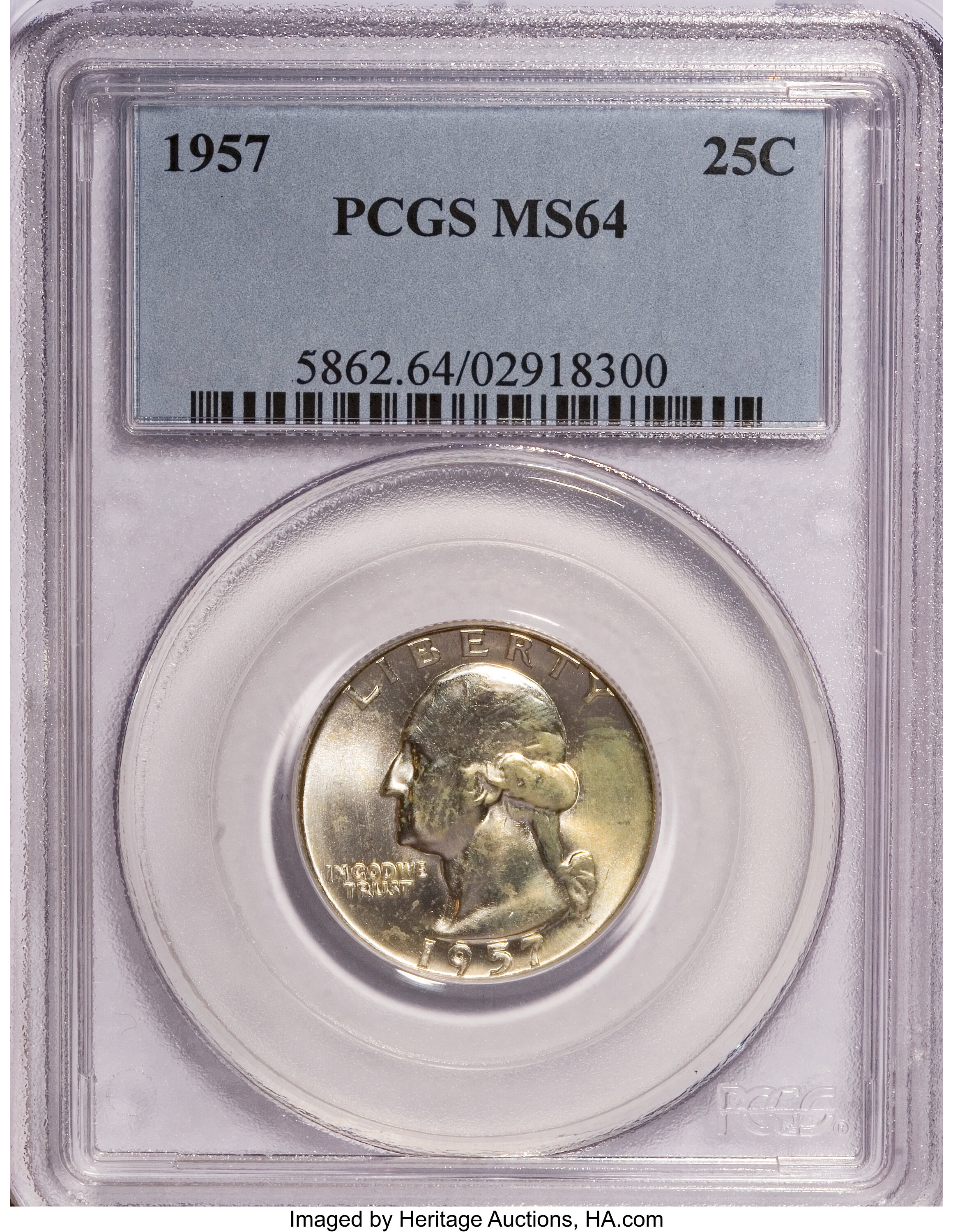1957 25C MS64 PCGS. PCGS Population (174/1606). NGC Census: (116/1324). Mintage: 46,500,000. Numismedia Wsl. Price for NGC/...