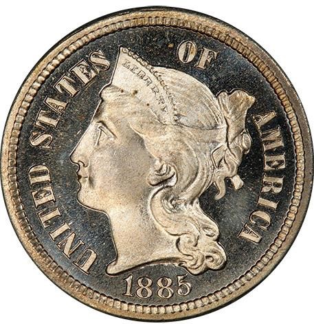 image for: 3CN 1885  PCGS  PR66 DCAM CAC