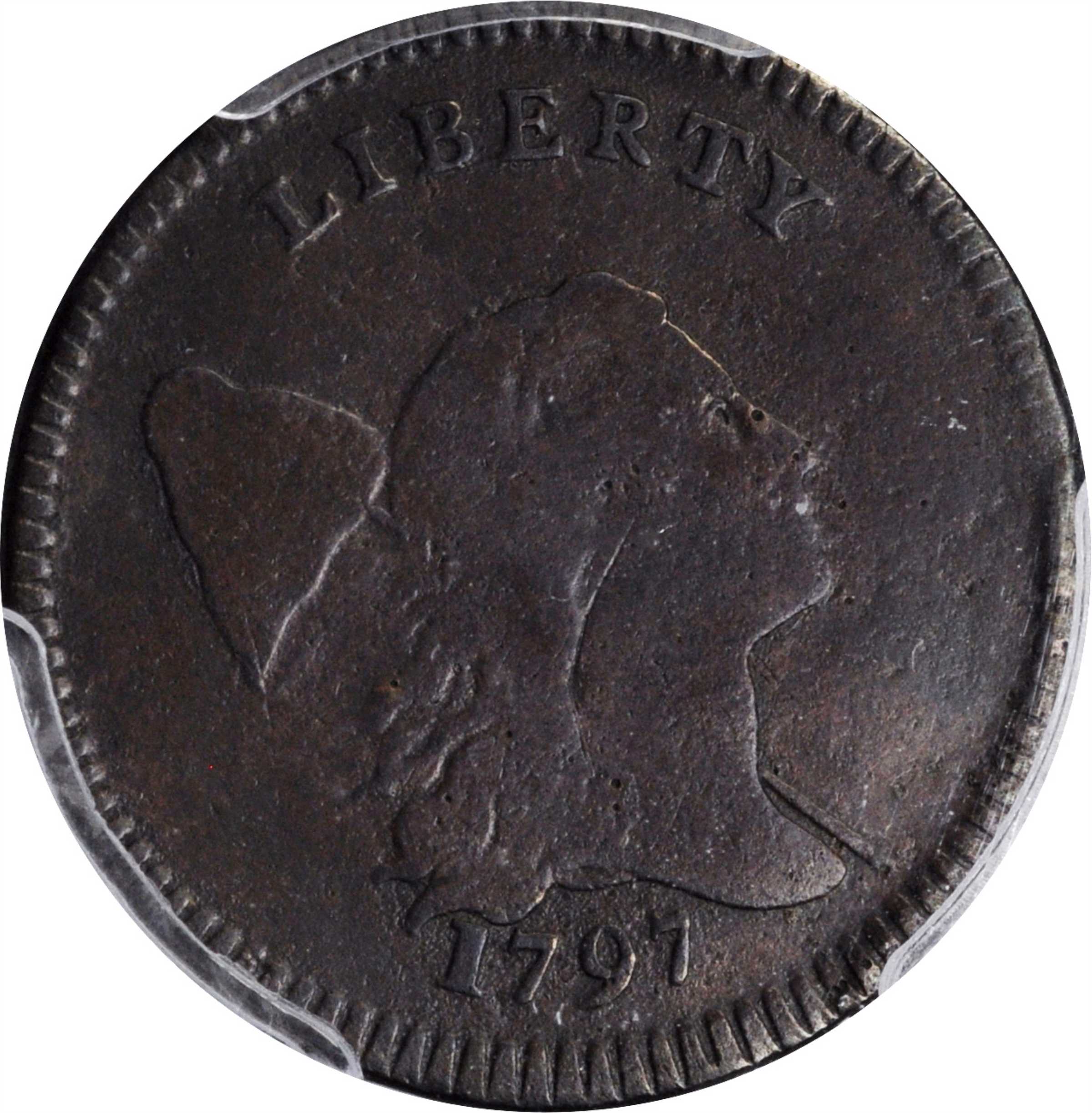 image for: 1797 Liberty Cap Half Cent. C-3b. Rarity-4. Low Head. Lettered Edge. VG Details--Tooled (PCGS).