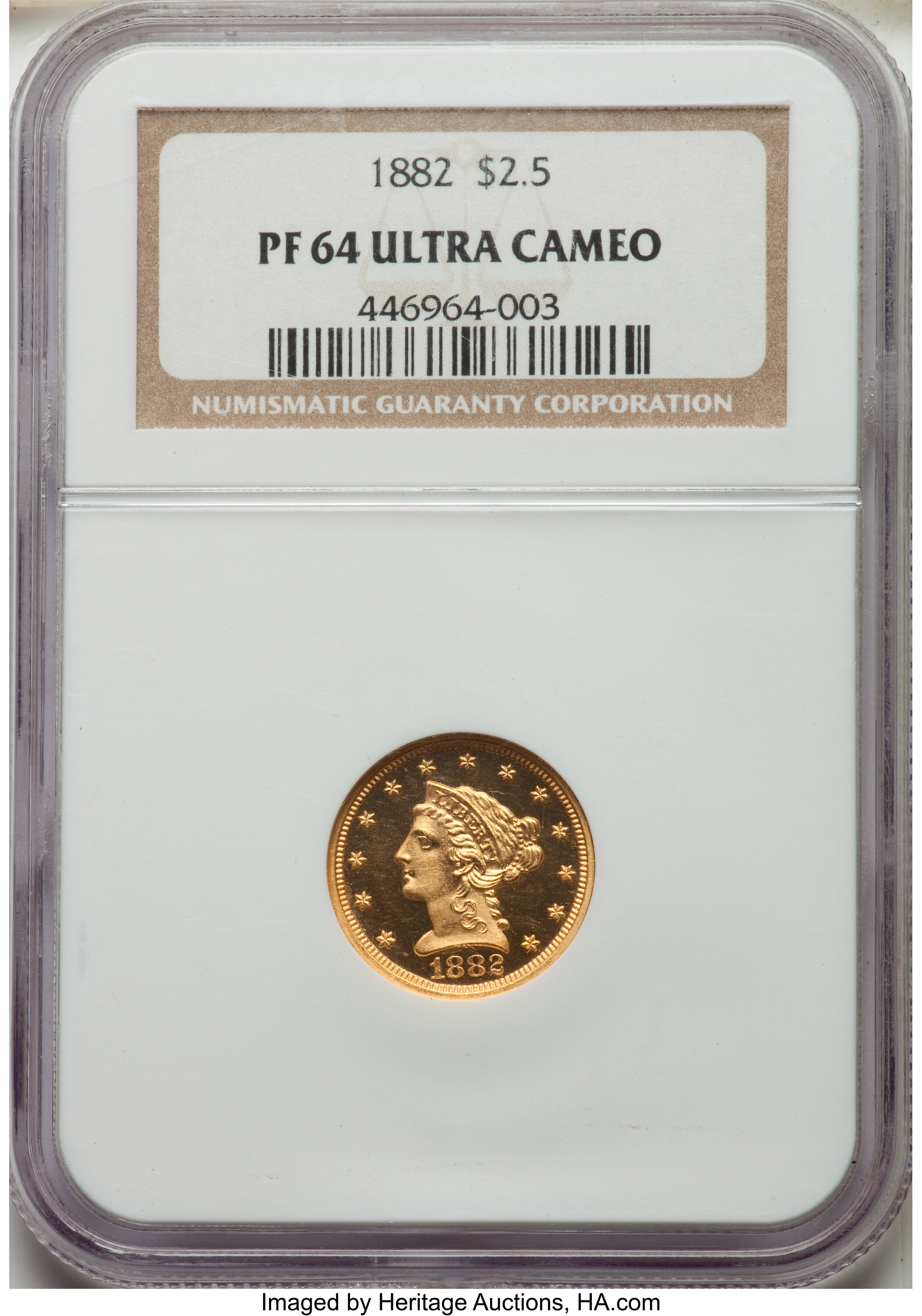 image for: 1882 $2 1/2 PR64 Ultra Cameo NGC. JD-1, R.6....