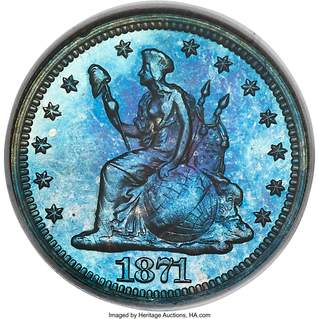 image for: 1871 H10C Half Dime, Judd-1069, Pollock-1205, Low R.7, PR66 Brown NGC....