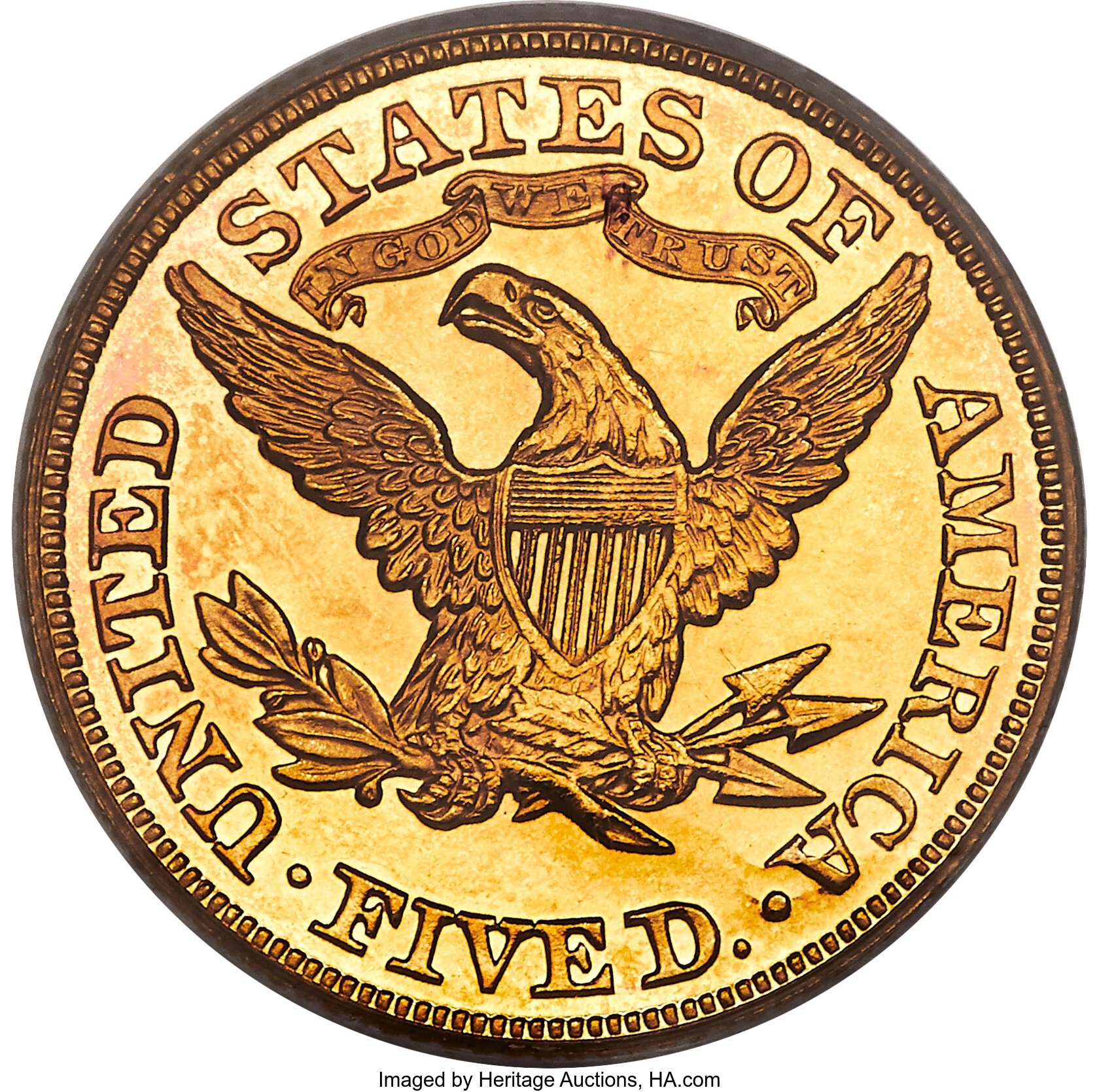 image for: 1867 $5 PR66 Cameo PCGS. JD-1, High R.6....