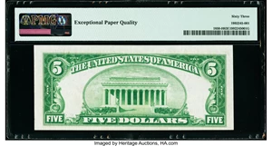 image for: Low Serial Number 19 Fr. 1850-H $5 1929 Federal Reserve Bank Note. PMG Choice Uncirculated 63 EPQ....