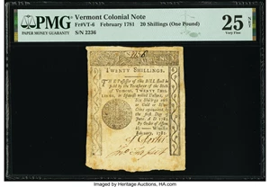 image for: Vermont February 1781 20s PMG Very Fine 25 Net....