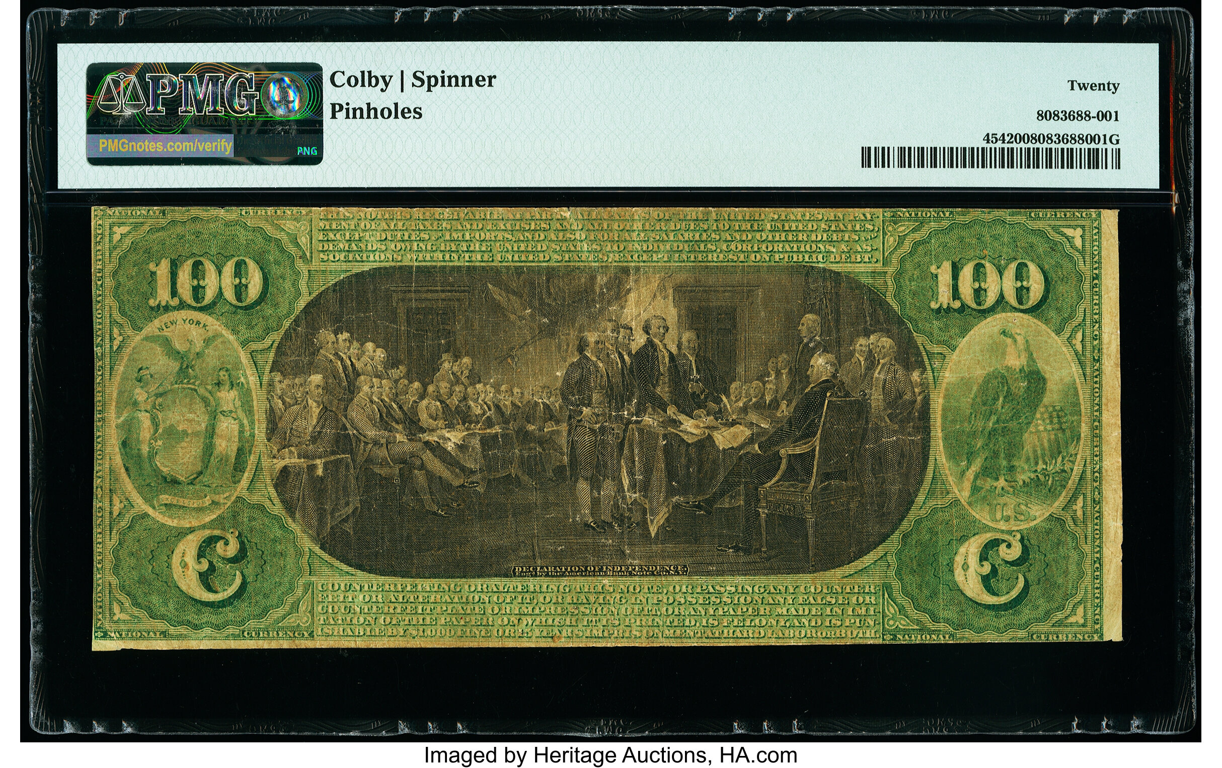 image for: New York, NY - $100 Original Fr. 454 The National Bank of Commerce Ch. # 733 PMG Very Fine 20....