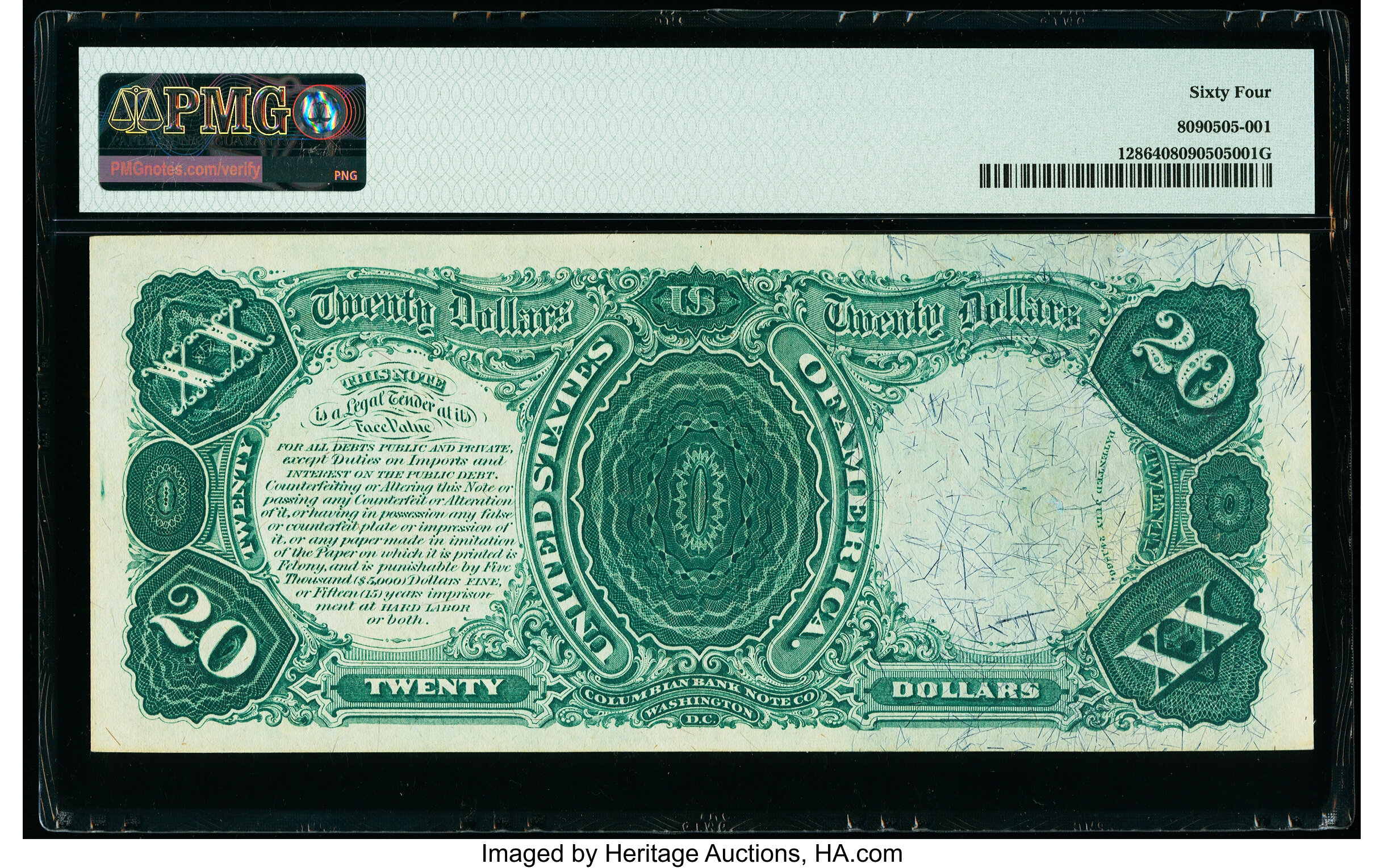 image for: Fr. 128 $20 1875 Legal Tender PMG Choice Uncirculated 64....