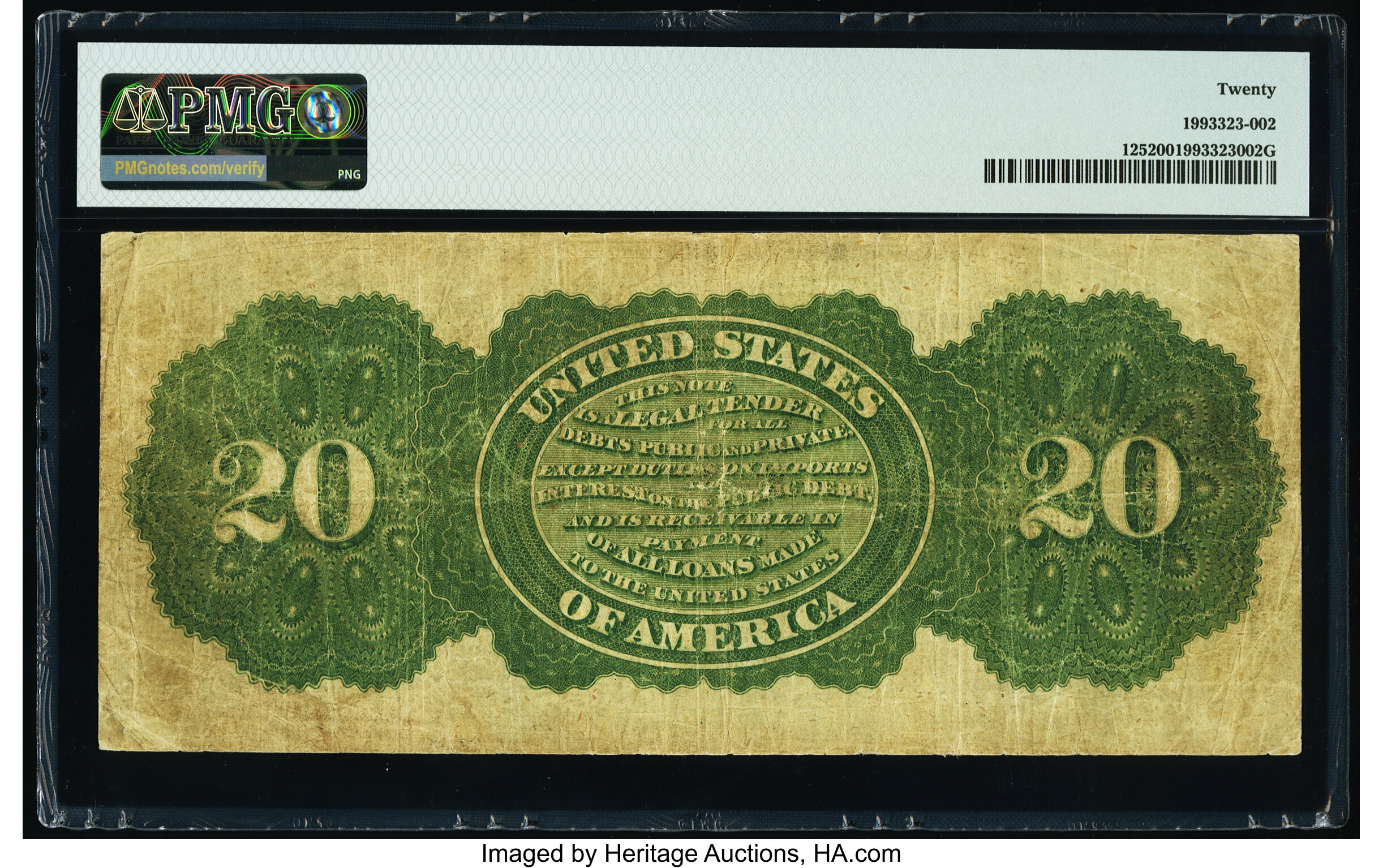 image for: Fr. 125 $20 1862 Legal Tender PMG Very Fine 20....