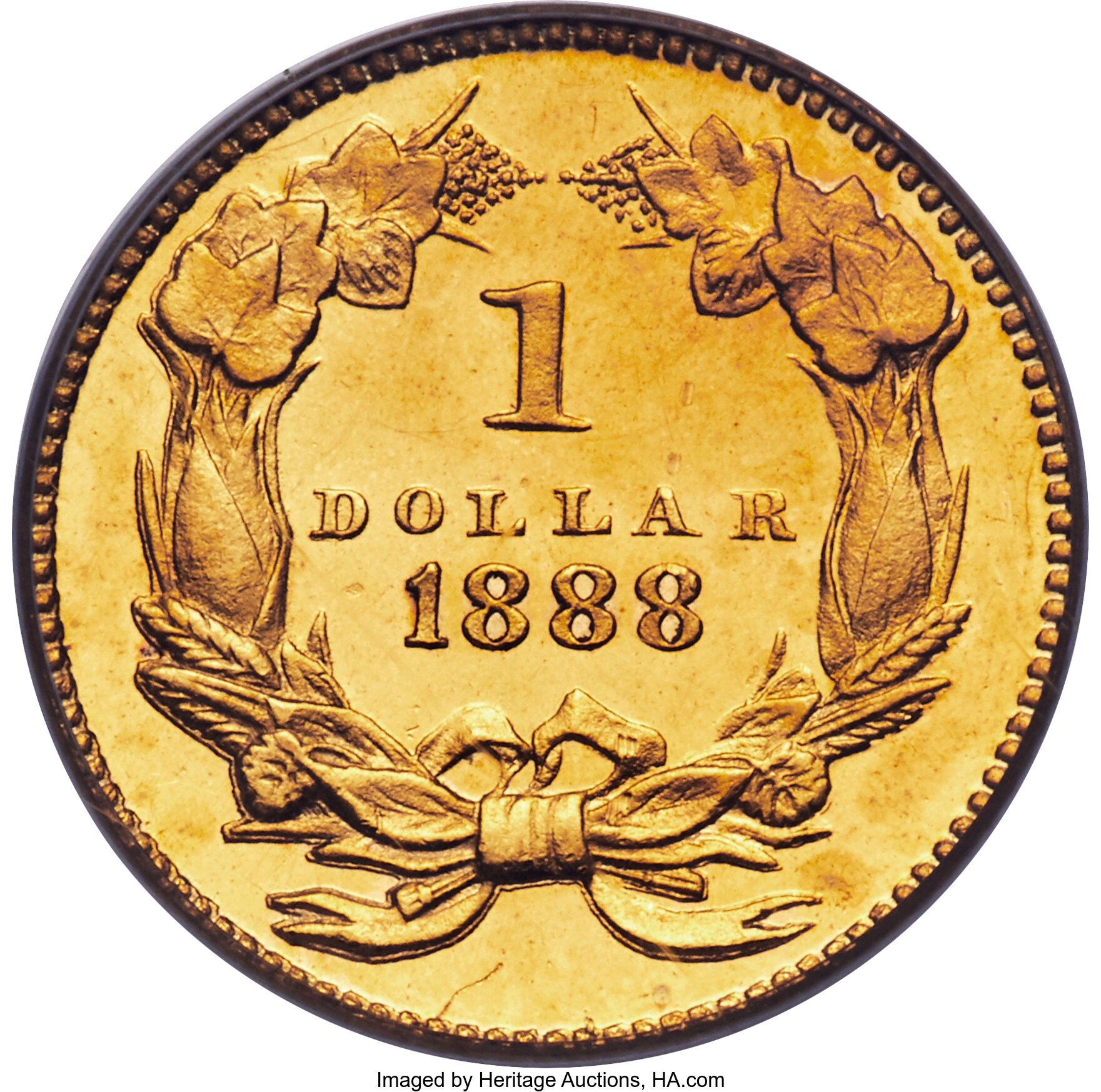 image for: 1888 G$1 PR63 PCGS. PCGS Population: (17/62). NGC Census: (4/9). CDN: $3,300 Whsle. Bid for NGC/PCGS PR63. Mintage 1,079. ...