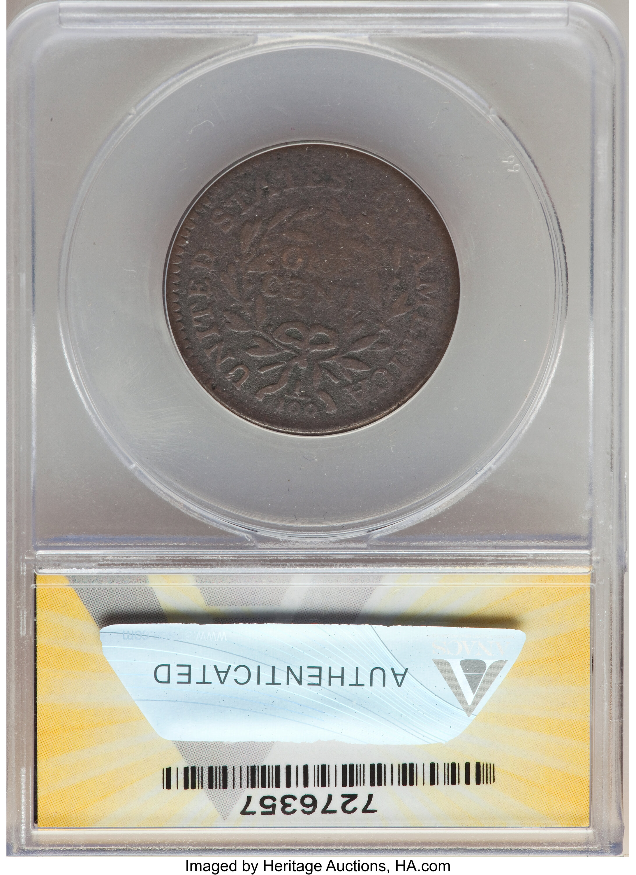 image for: 1796 1C Reverse of 1794, DR Bust, S-108, B-12, R.4, -- Damaged -- ANACS. VG8 Details....