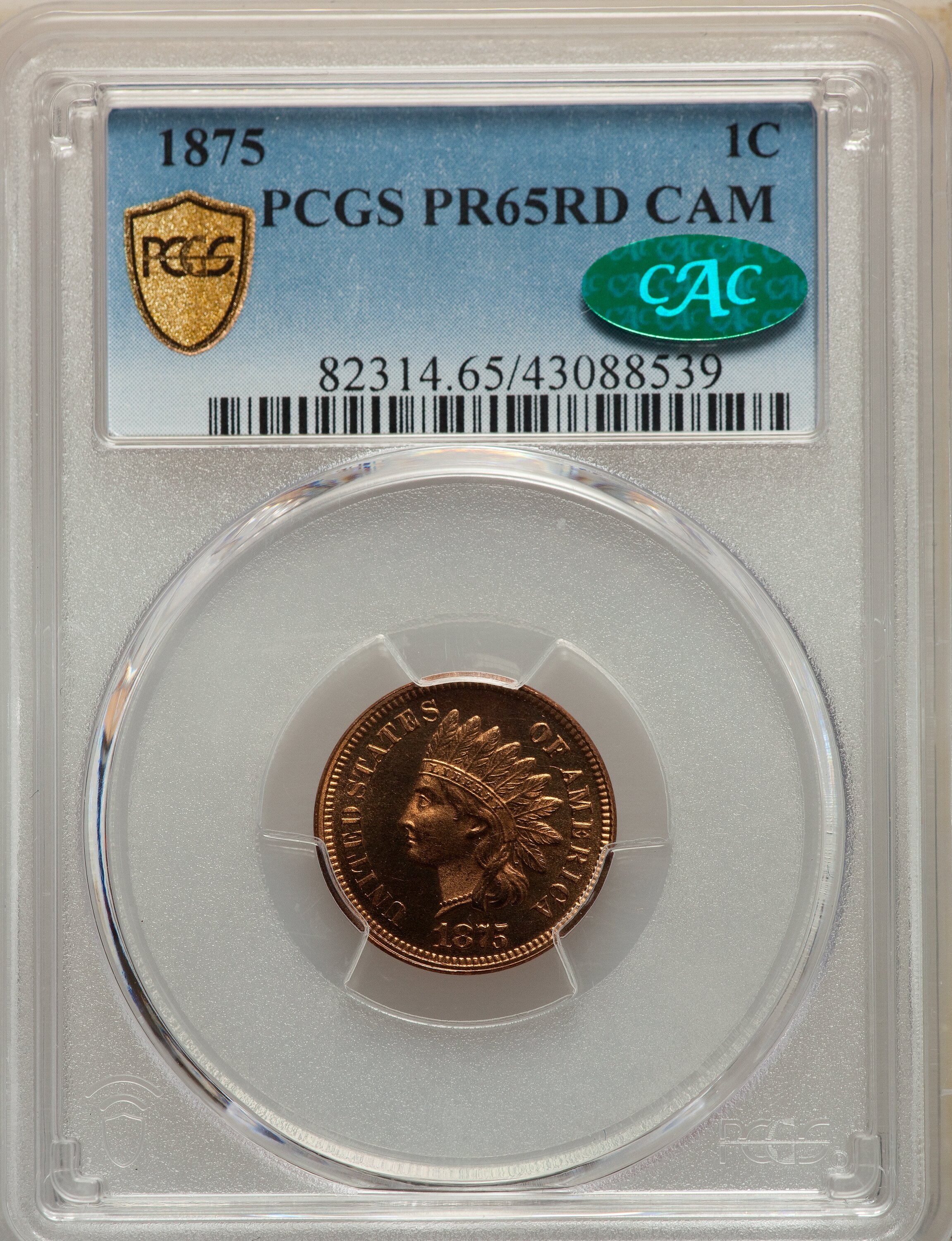 image for: 1875 1C PR65 Red Cameo PCGS. CAC....
