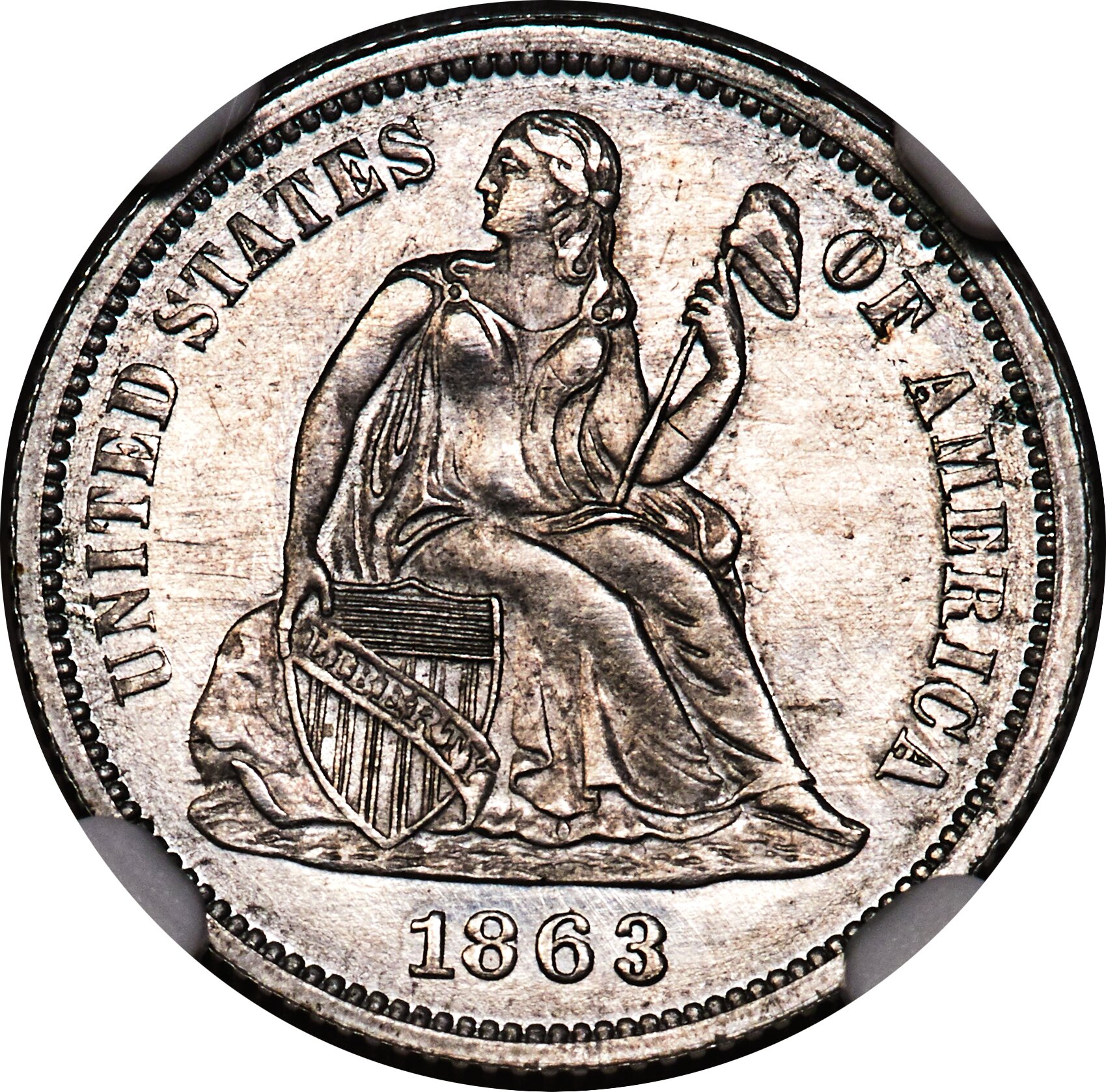 image for: 1863 10C Ten Cents, Judd-334, Pollock-406, High R.7, PR61 NGC....