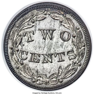 image for: 1836 P2C Two Cents, Judd-52, Pollock-55, Low R.6, PR63 PCGS....