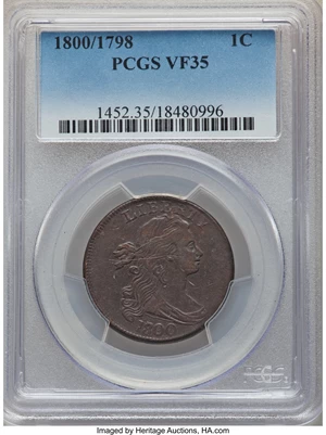 image for: 1800/1798 1C First Hair Style, S-191, B-2, R.3, VF35 PCGS....