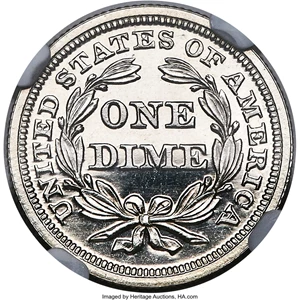image for: 1854 10C Arrows PR65 Cameo NGC. F-111, R.7....