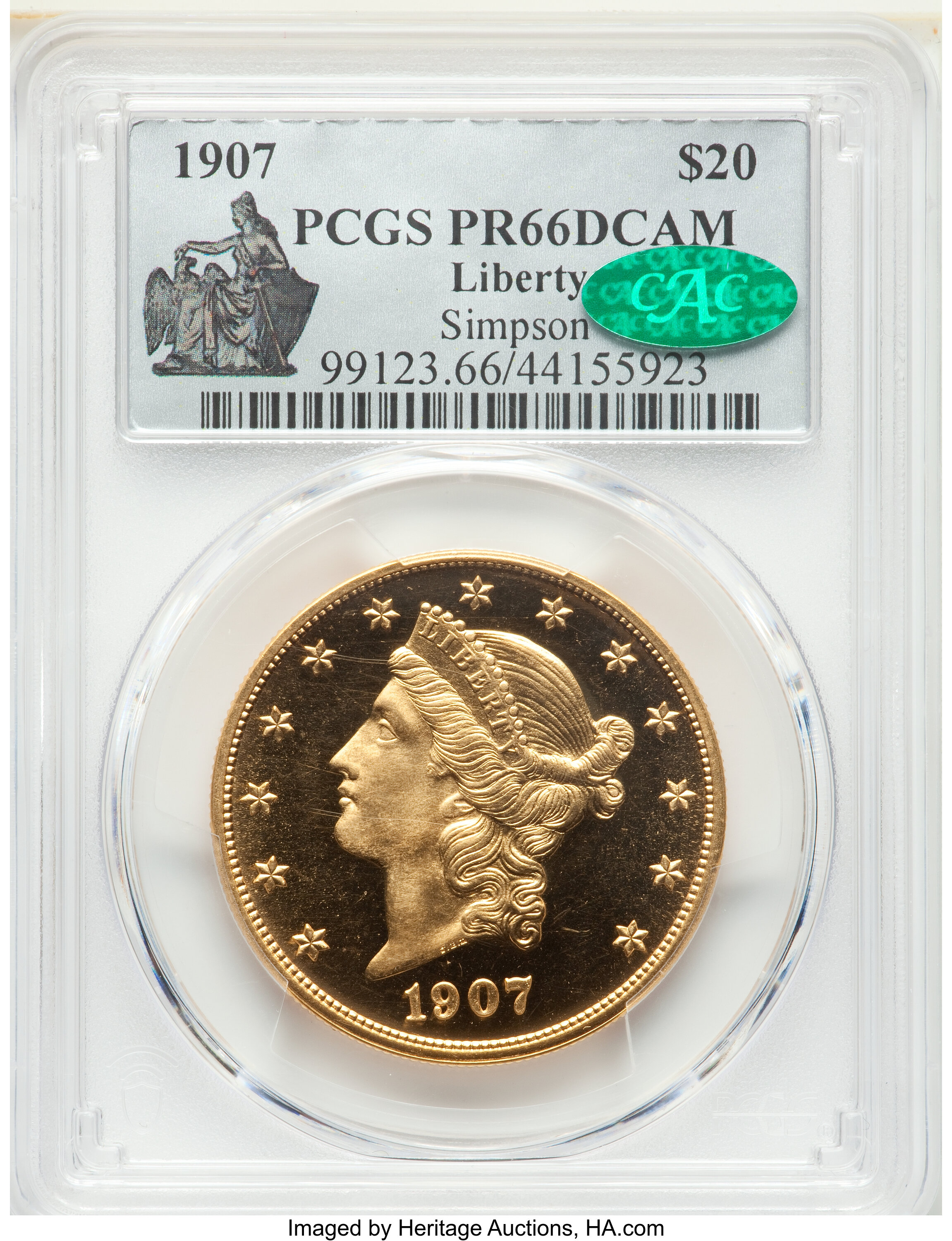 image for: 1907 $20 Liberty PR66 Deep Cameo PCGS. CAC. JD-1, R.5....
