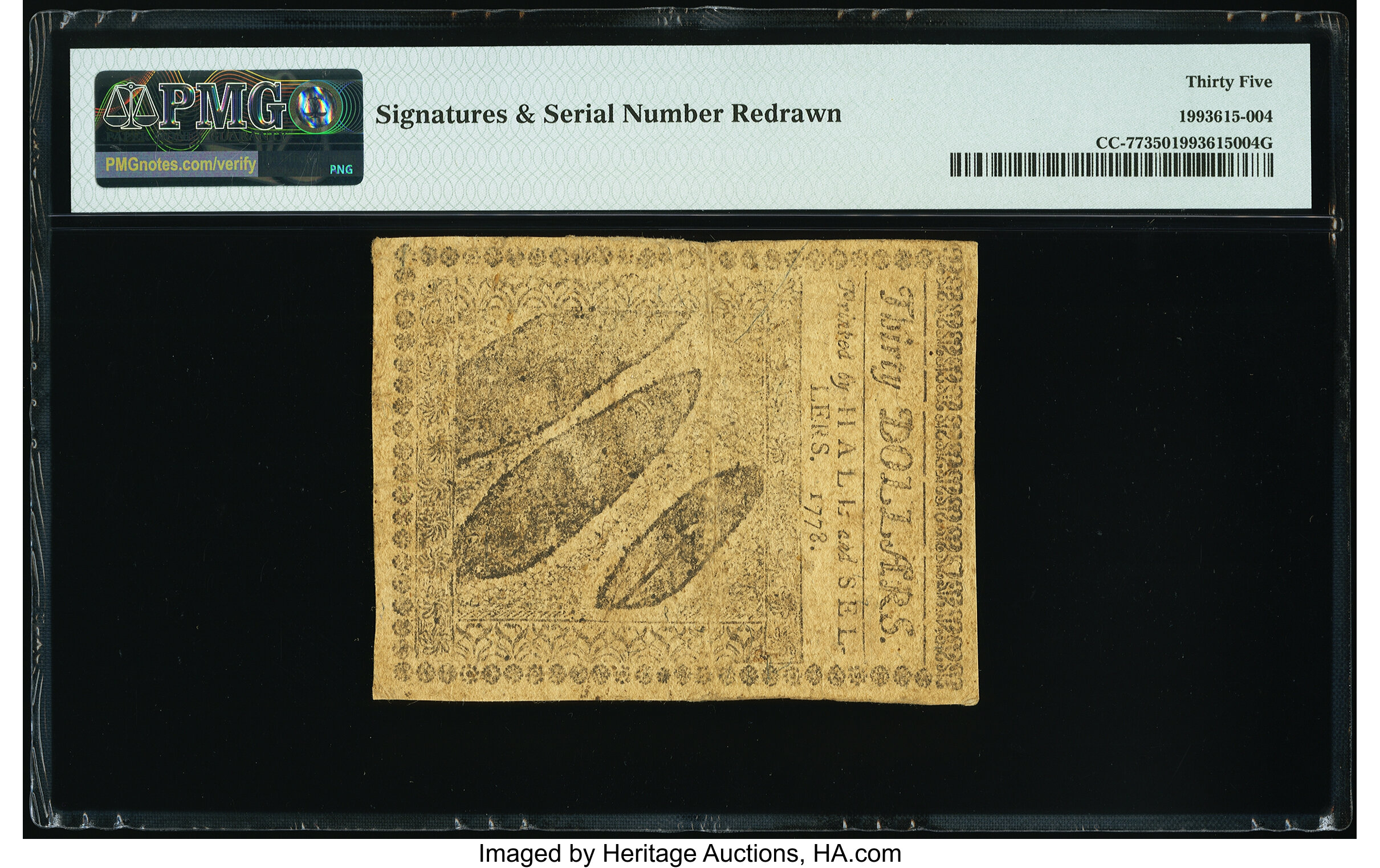 image for: Continental Currency April 11, 1778 $30 PMG Choice Very Fine 35....